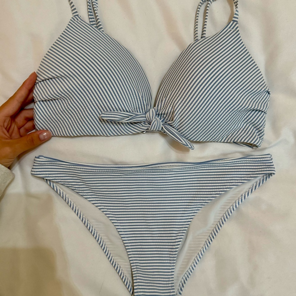 H&M Striped Blue Bikini Set
